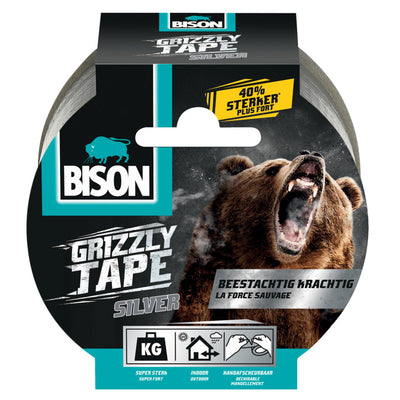 Bison-Grizzly-Klebeband, silberfarben, Rolle 10 m x 5 cm