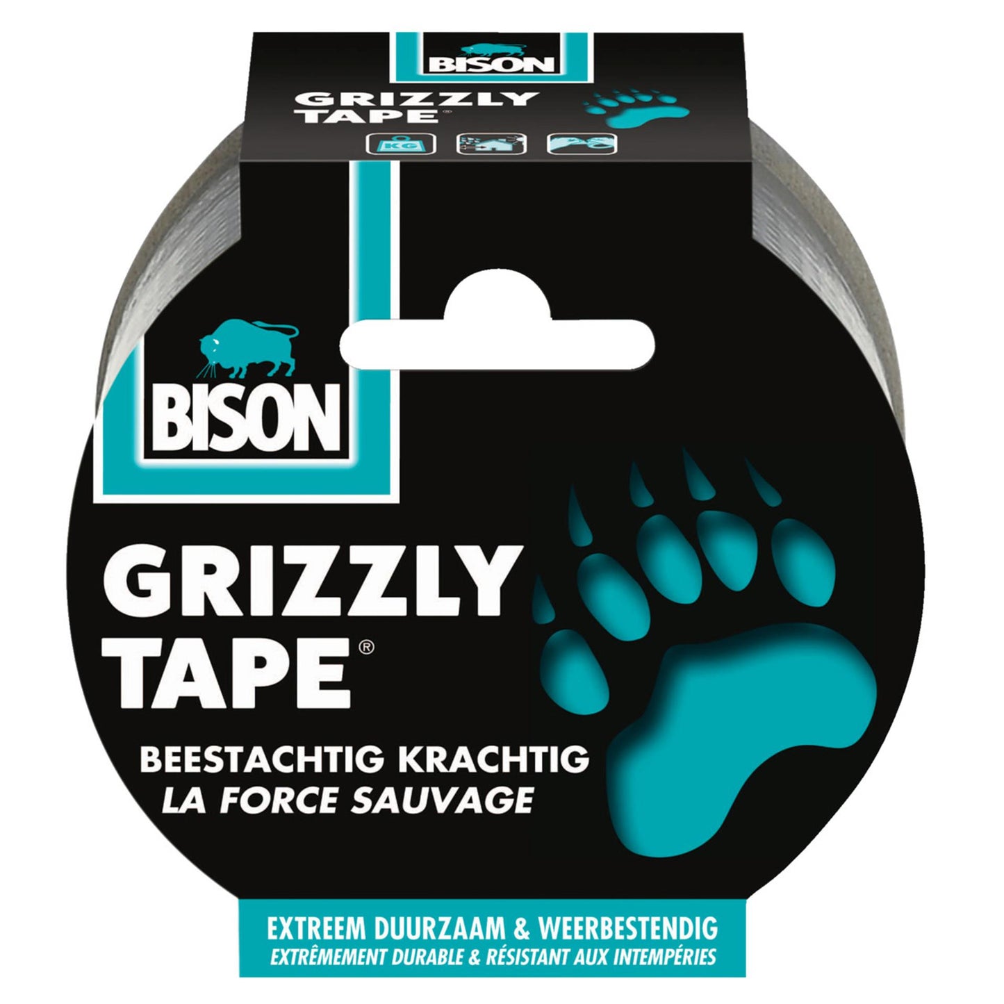 Bison-Grizzly-Klebeband, silberfarben, Rolle 25 m x 5 cm