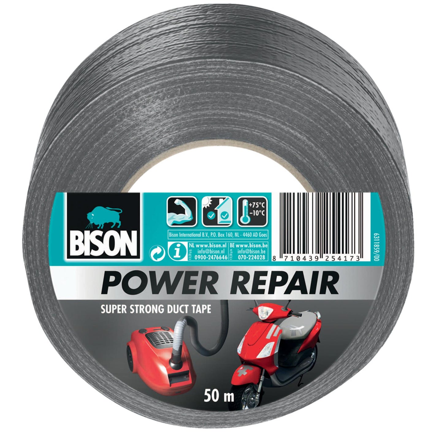 Bison Power-Klebeband grau 50 m x 4,8 cm