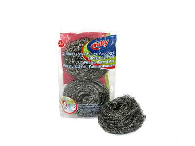 Multy Pfannenschwamm aus Edelstahl, Packung mit 2 Stück