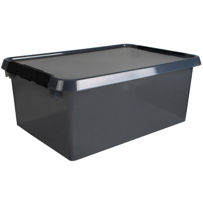 Comfort Line Aufbewahrungsbox 45 Liter transparent grau schwarz 60 x 40 x 26 cm | 2 Stk