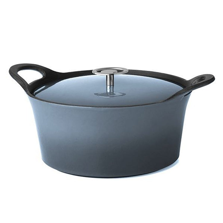 Kuisinox -Kuisinox -Vulkangussbügeleisen -Pfanne 24 cm 3,4 l Denim Blau emailliert