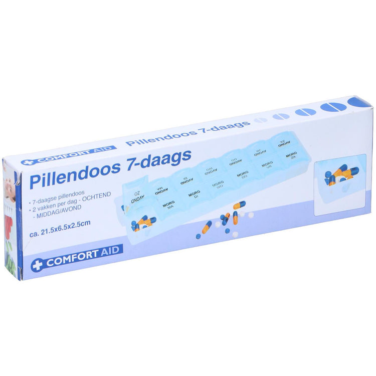 Basic Comfort Aid Pill Box 7-Tage 2x6.4x21,5 cm Blau Weiß