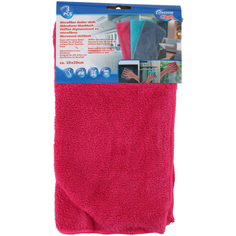 Lebenslange saubere lebenslange saubere mikrofasertücher 29x29 cm 3 Stück rot blau grau