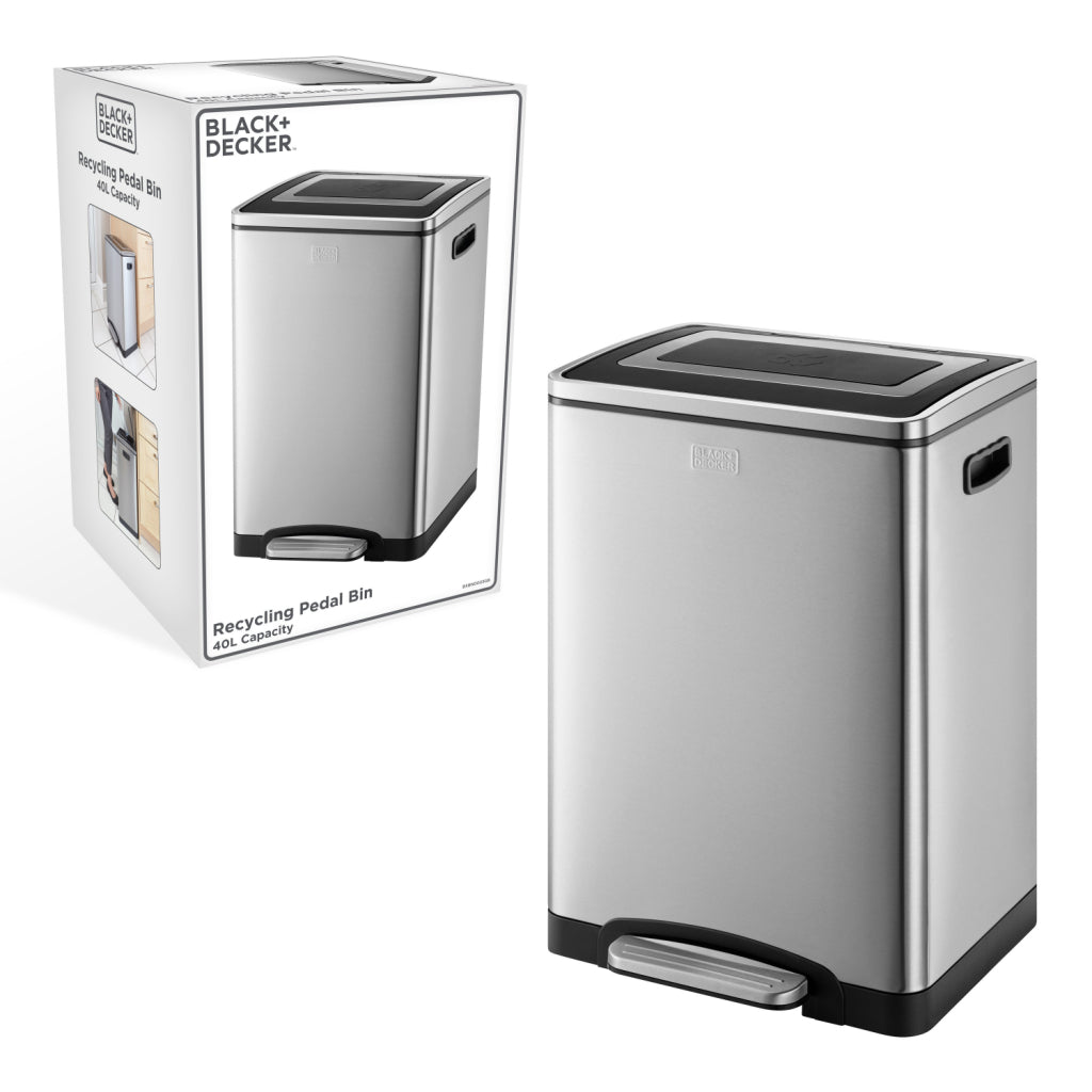 Black Decker Black Decker Pedal Bin 2x20l Silber Schwarz