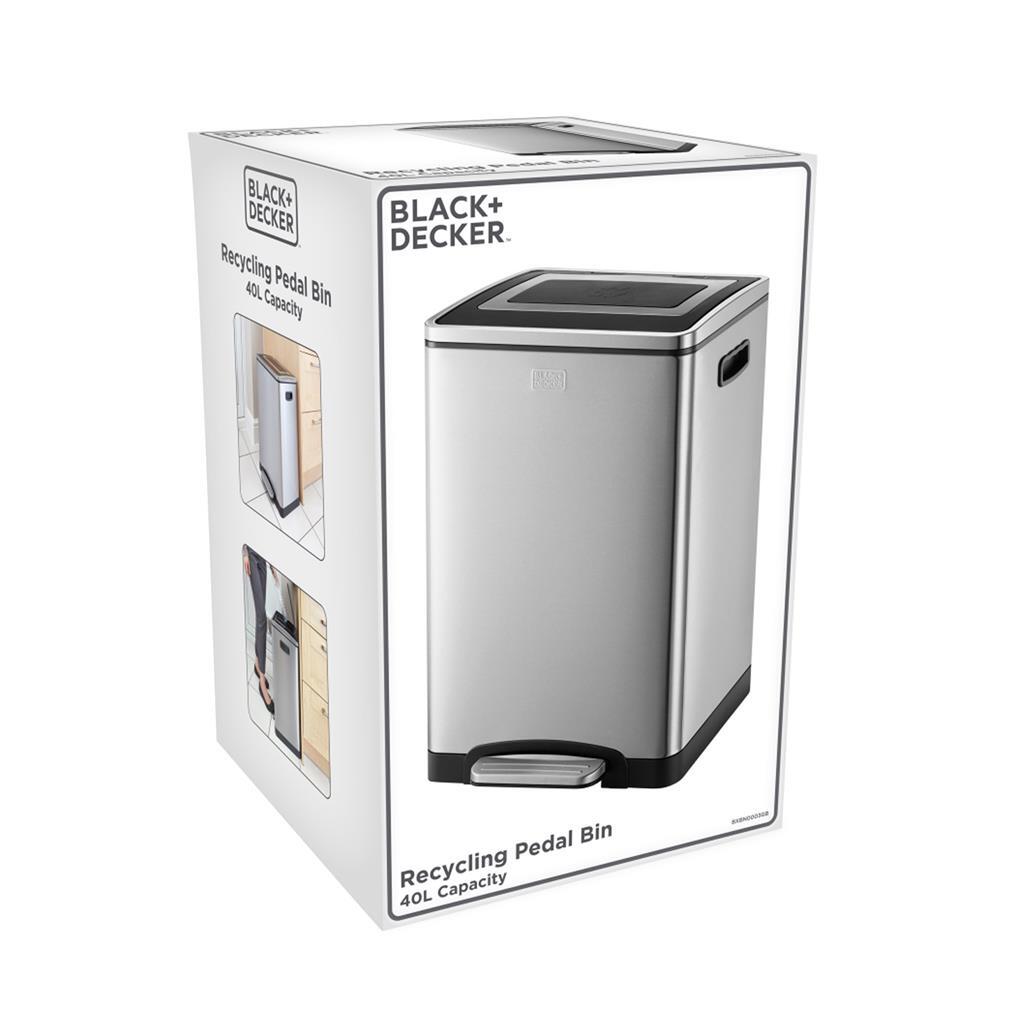 Black Decker Black Decker Pedal Bin 2x20l Silber Schwarz