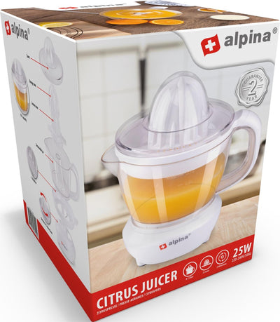 Alpina -Zitruspers 0,7 Liter 2 Drücken Sie Kiele 2 Drehanweisungen 25 Watt Weiß