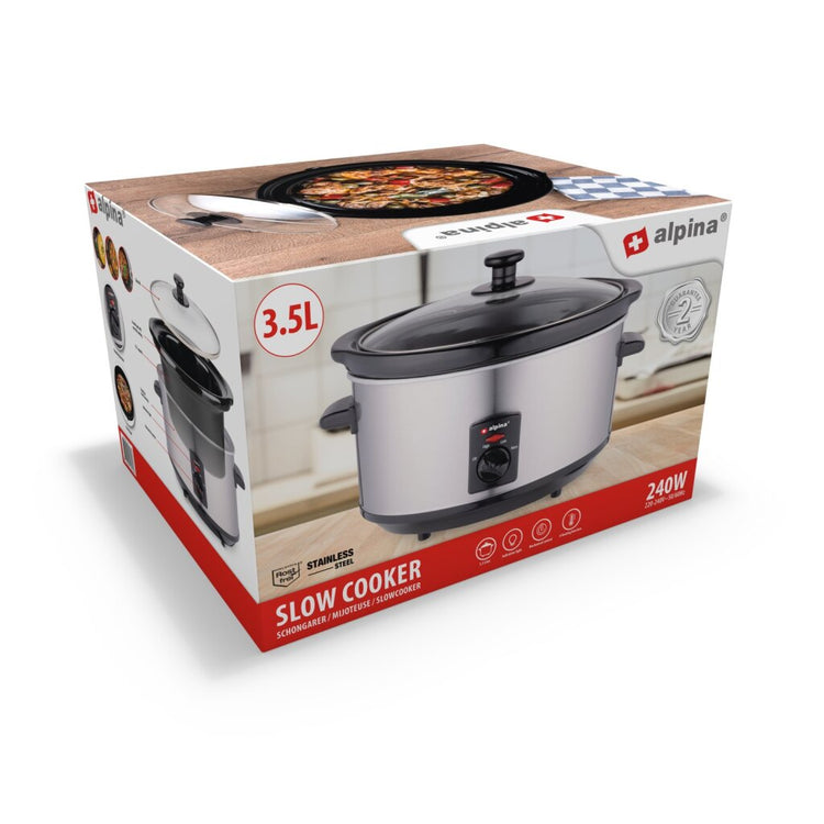 Alpina Slowcooker 3.5L 240W Edelstahl schwarz