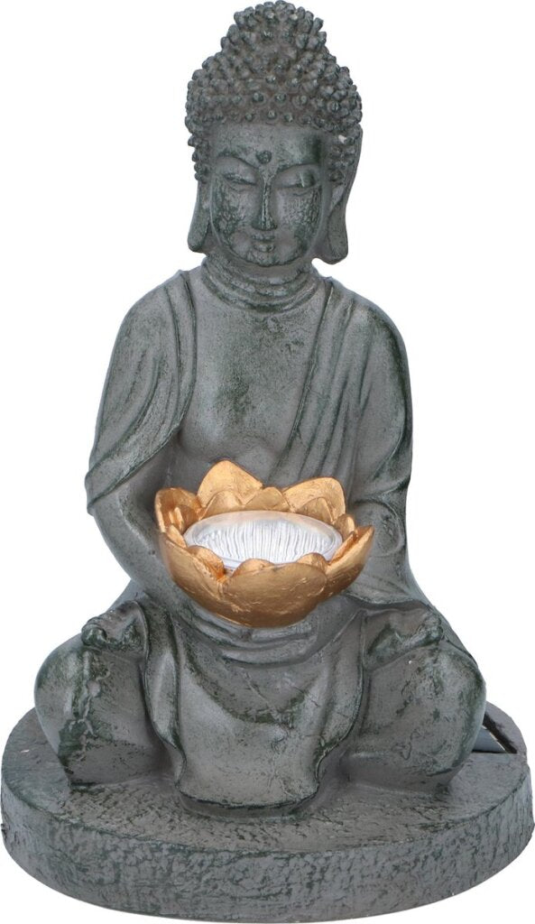Grundig Grundig Buddha Bild mit Solarlamp-LED-Out-Out-Knopf-Feuerdauer 6-8 Stunden 17x16x27cm