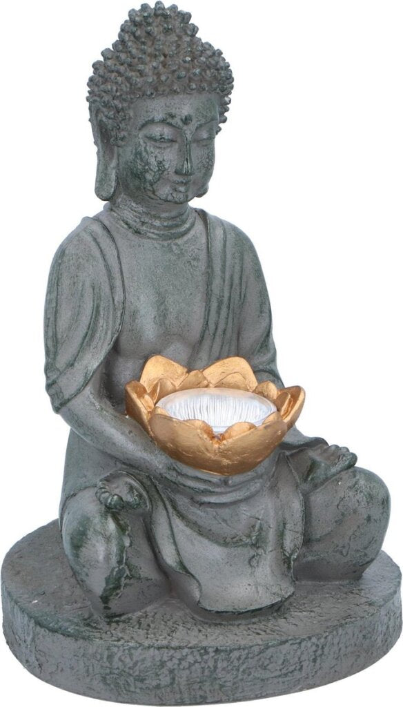 Grundig Grundig Buddha Bild mit Solarlamp-LED-Out-Out-Knopf-Feuerdauer 6-8 Stunden 17x16x27cm
