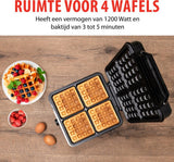 Alpina Waffleijzer Brüssel Waffeln Nicht -STICK -Beschichtung 4 Waffeln 1200W - afbeelding 2