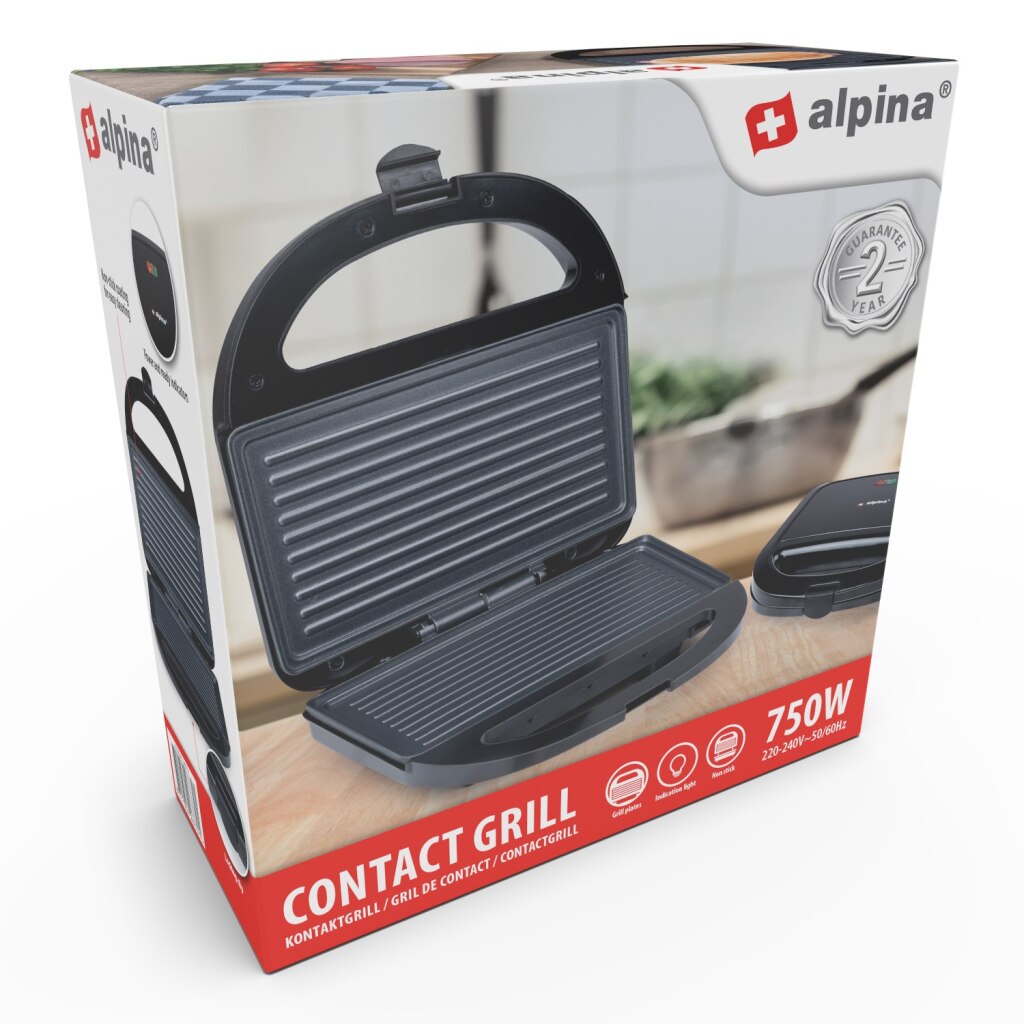 Alpina Kontakt Grill 750W Schwarz