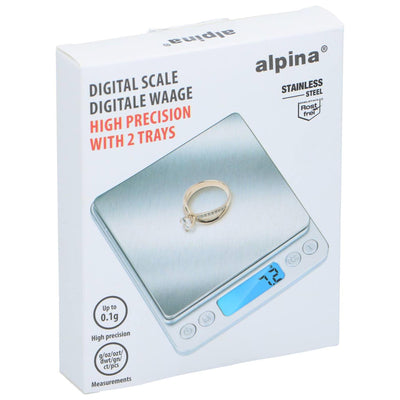 Digitale Küchenwaage von Alpina – Präzisions-Küchenwaage mit 2 Behältern – digitale Küchenwaage mit Tara-Funktion und Schüssel – LCD-Display