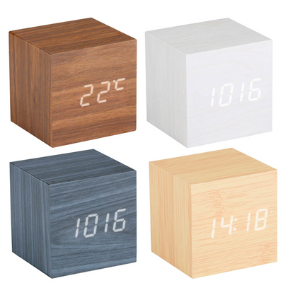 Z1 Grundig Wecker digital Holzmaserung 6x6x6cm