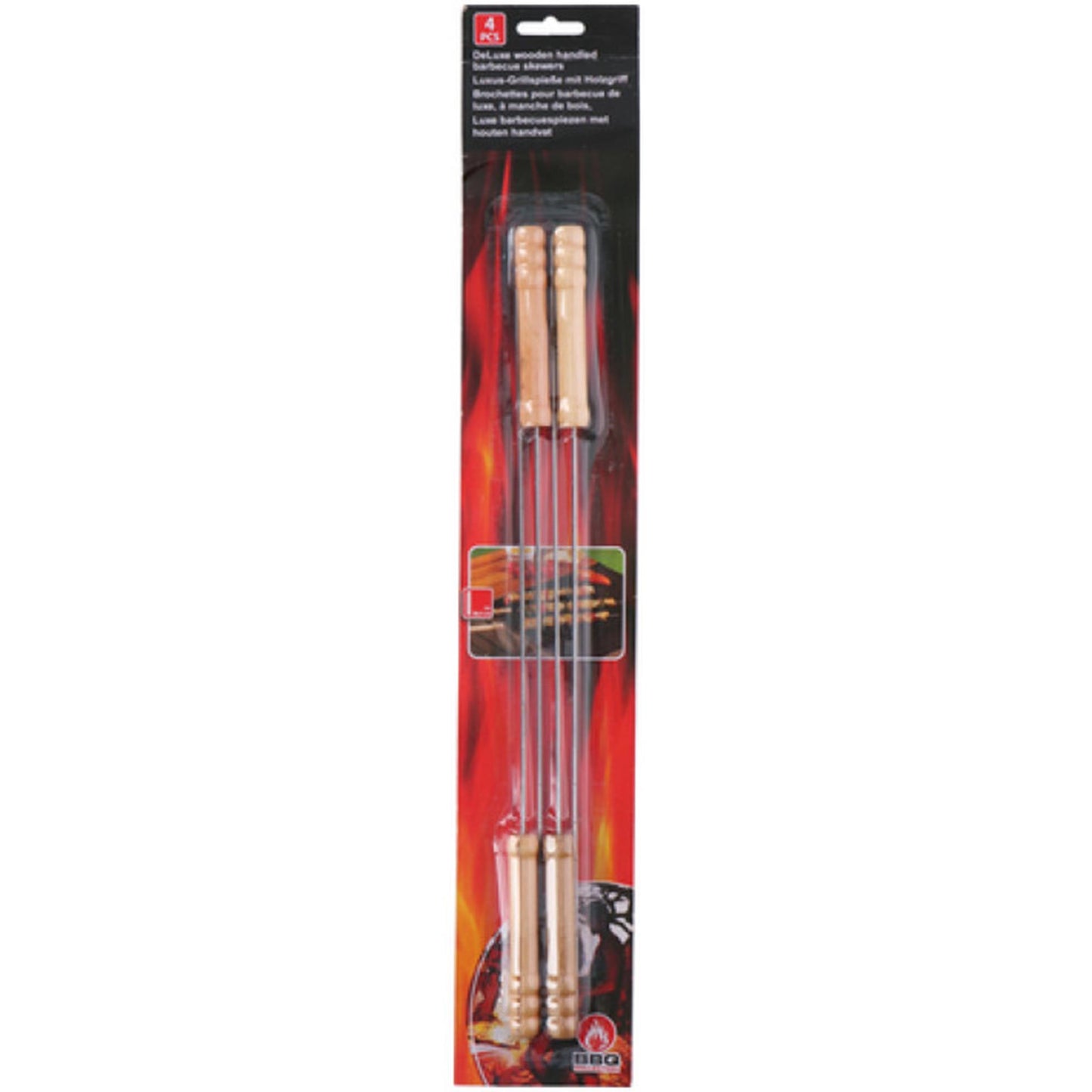 BBQ Collection BBQ Collection Barbecue Spieß 38,5 cm 4 Stücke Edelstahlholz Holz