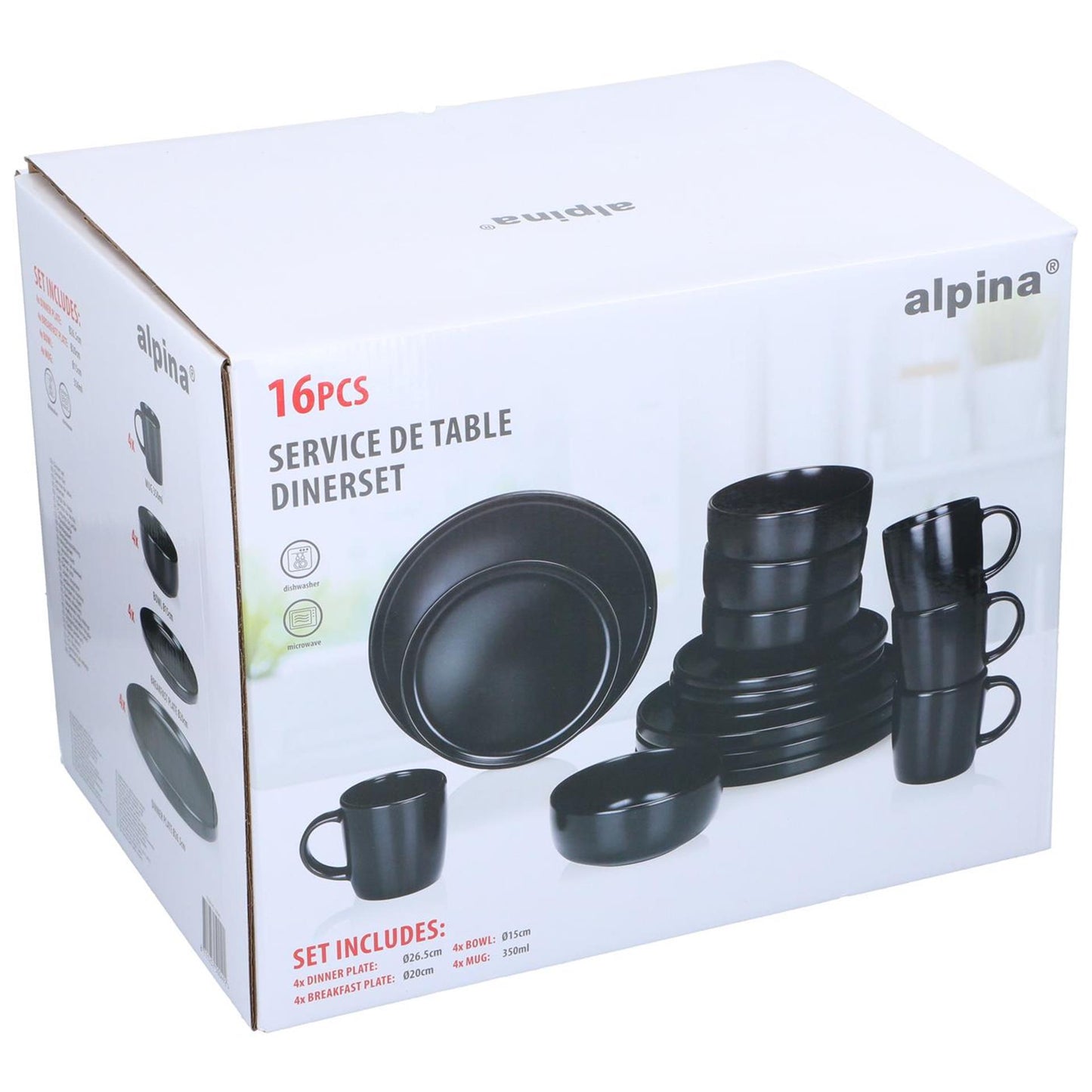Alpina Geschirrset 16-teilig ø26,5cm schwarz