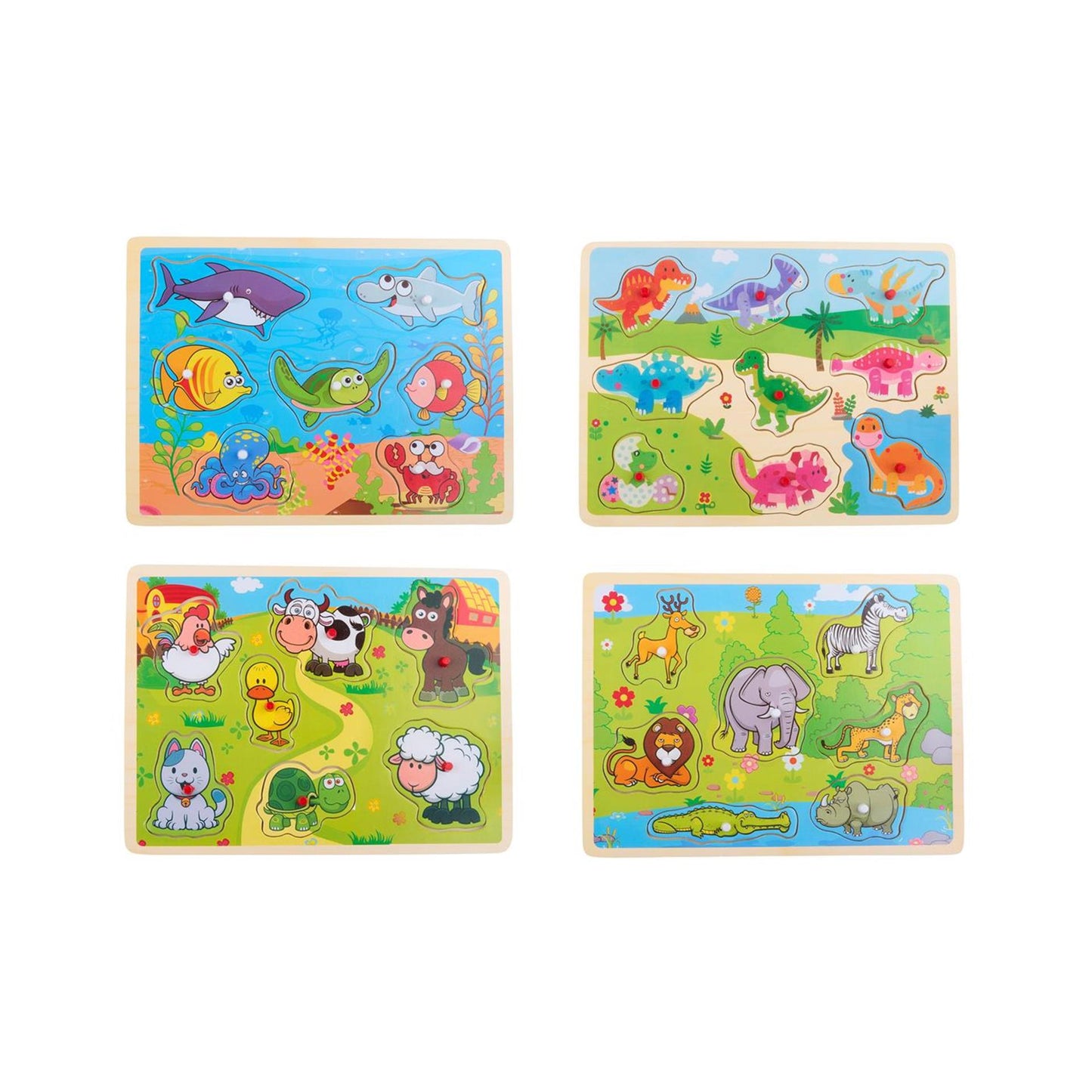 Tierpuzzle aus Holz, 9 Teile, 30 x 22 x 1,5 cm