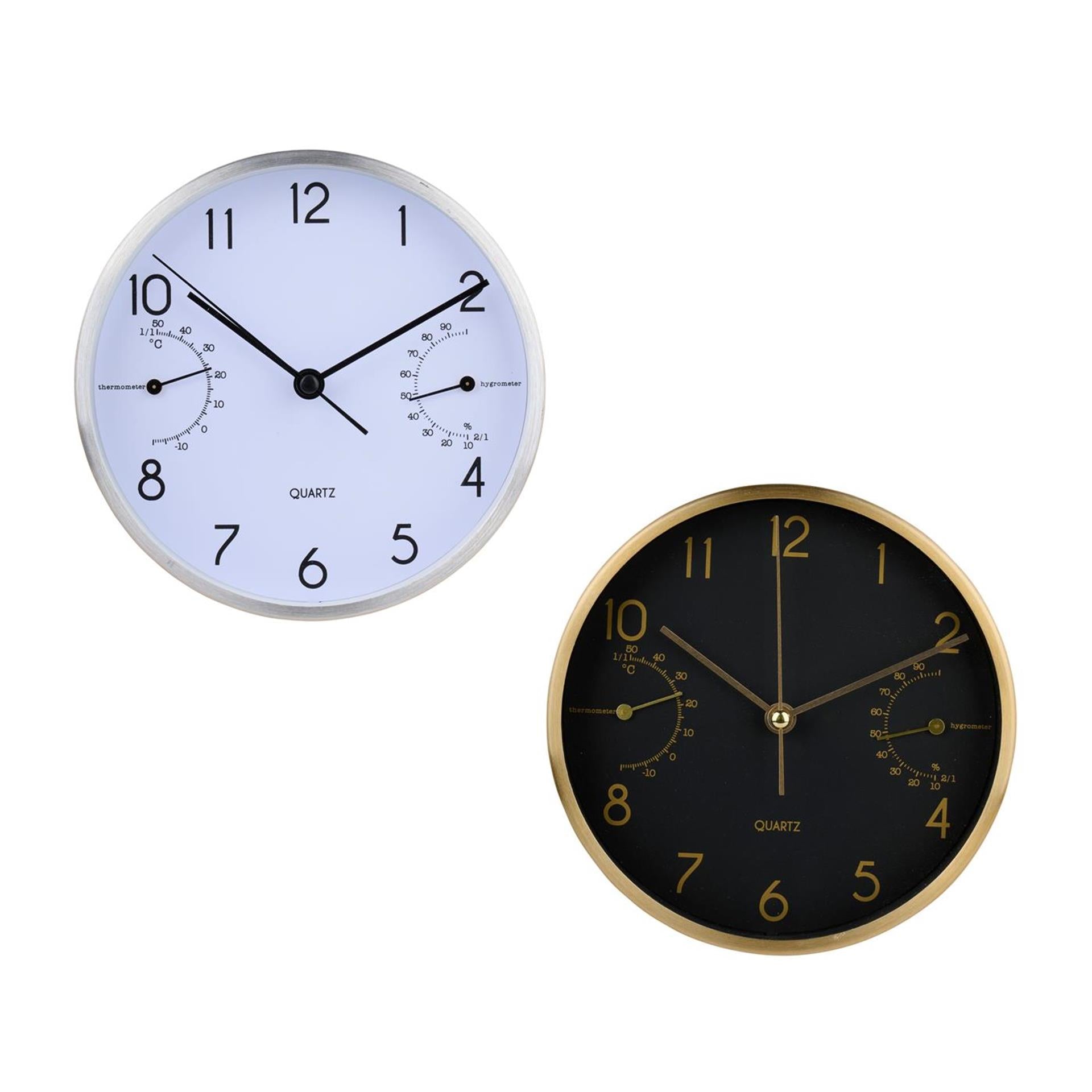 Tischuhr ø15cm weiß-silber oder schwarz-gold
