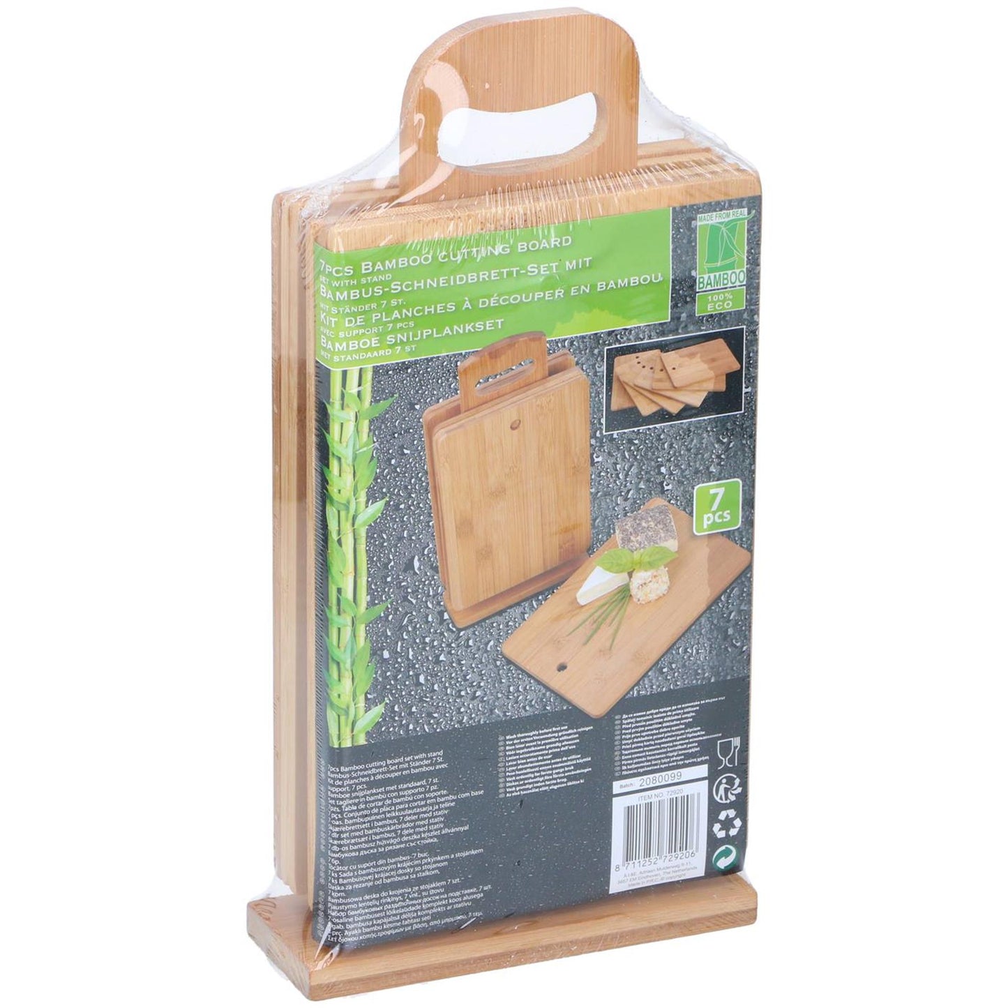 Öko-Import-Bambus-Schneidplanken-Planken-Set mit einem 7-teiligen Halter