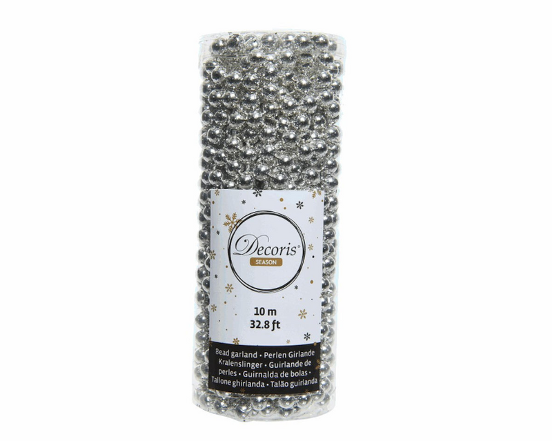 Decoris Perlengirlande glänzend silber 10 Meter