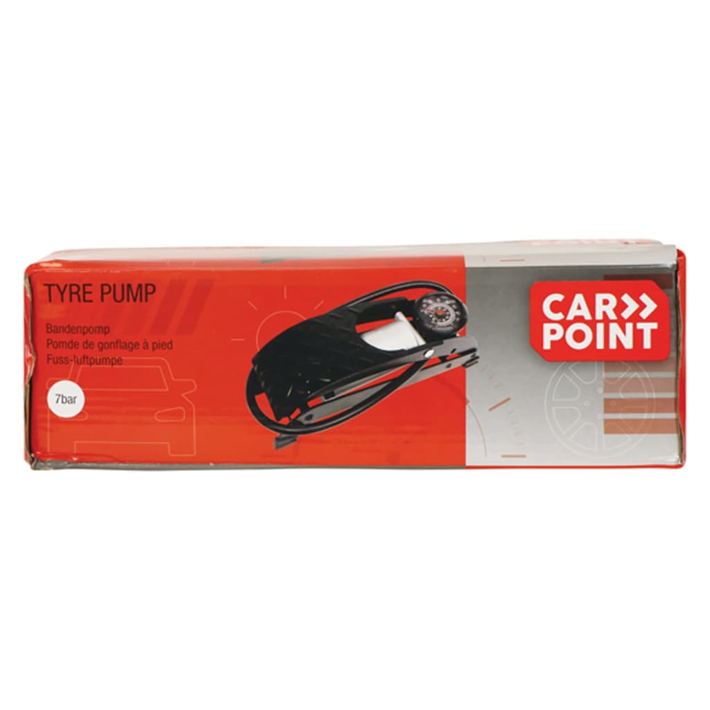 Carpoint Fußpumpe mit Manometer 4 bar Stahl schwarz