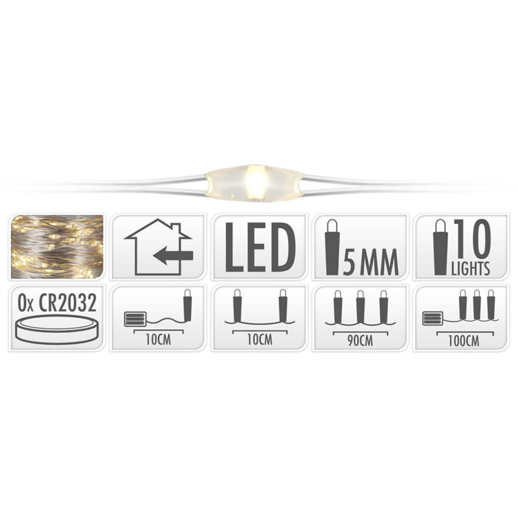 S.I.A. S.I.A. Silverage Faden Weihnachtslichter auf Akku 90 cm 10 LED -Leuchten