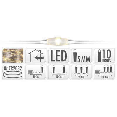 S.I.A. S.I.A. Silverage Faden Weihnachtslichter auf Akku 90 cm 10 LED -Leuchten