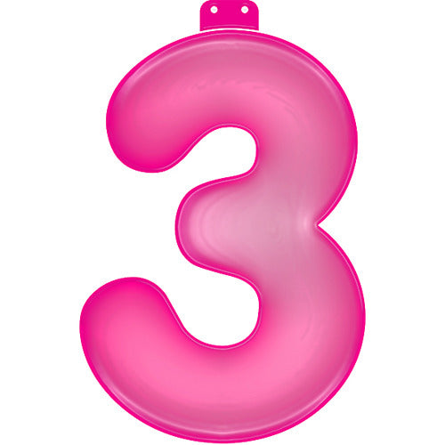 Basic aufblasbare Nummer 3 Pink 35 cm