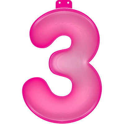 Basic aufblasbare Nummer 3 Pink 35 cm