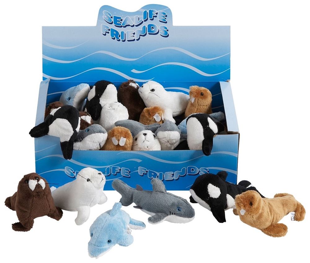 Kuscheltiere Meerestiere. 6 sort. 12 cm. (in po