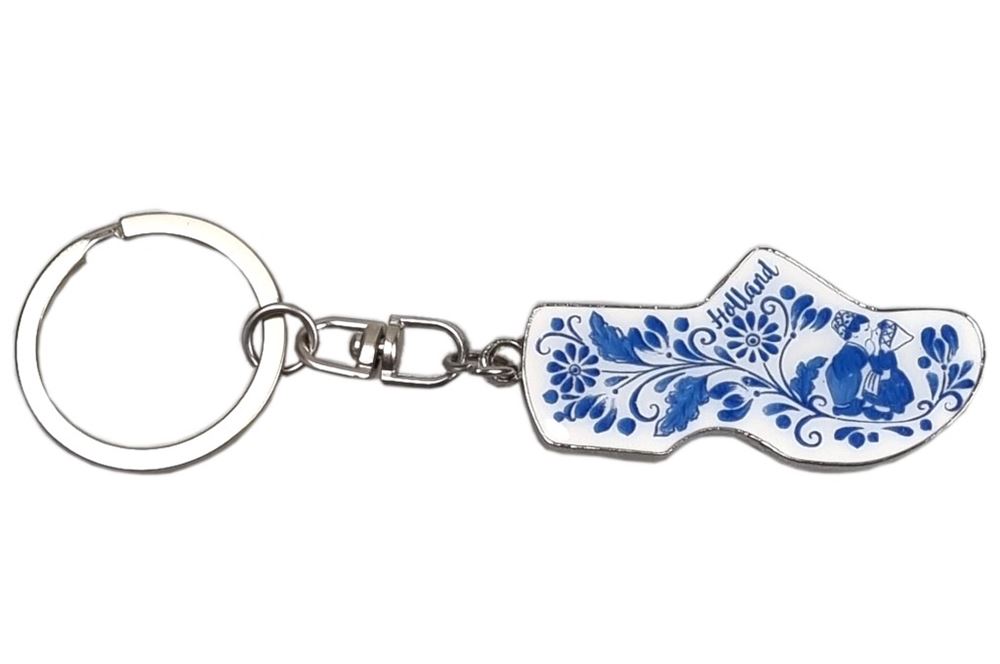 Schlüsselanhänger, Metall, Clog blau. 5 cm