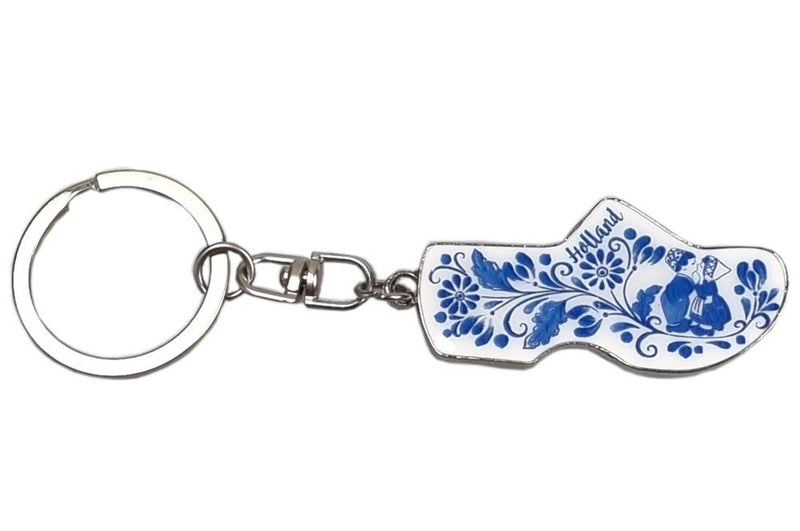 Schlüsselanhänger, Metall, Clog blau. 5 cm