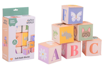 Happy World Weiches Bad blockiert Tiere und Buchstaben, 6dlg.