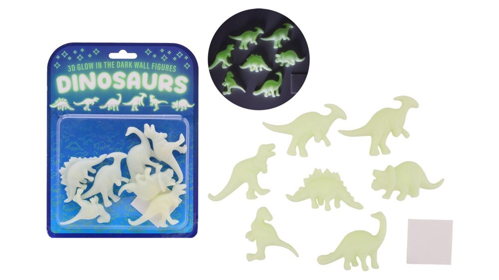 Johntoy Glow in the Dark 3D Wall Dino's, 7dlg.