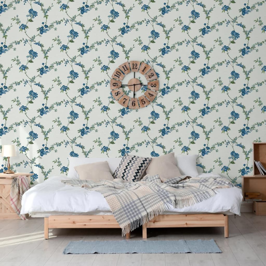 Niederländische Wandverkaufsabdeckungen Niederländische Wandverkleidung Wallpaper Blume Hell Blau