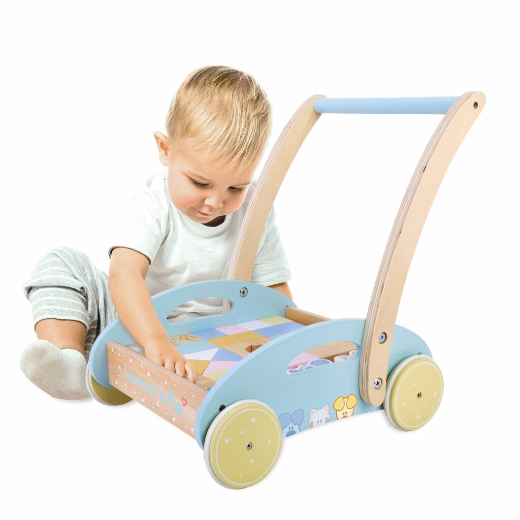 Rubo -Spielzeug- und Pip -Holzblockwagen 27x35x36 cm