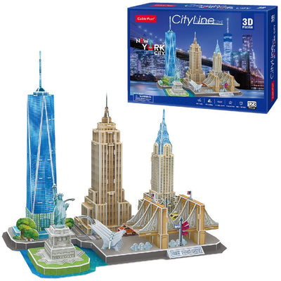 Kubisches lustiges 3D-Stadtlinien-Puzzle New York City, 123 Teile