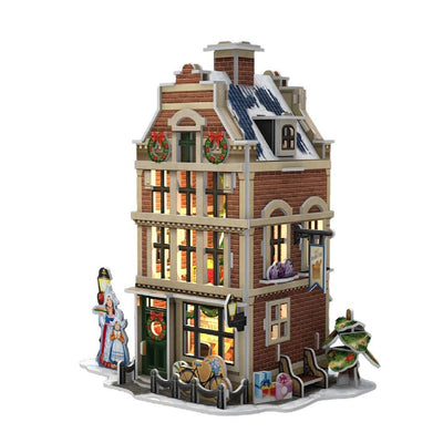 Kubisch lustige Kubikfun 3D -Puzzle Hollands Huisje Winter Bäckerei + Licht 65 Teile