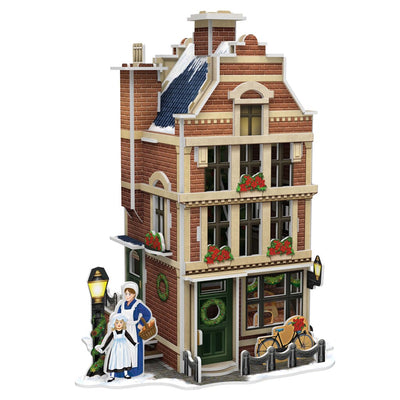 Kubisch lustige Kubikfun 3D -Puzzle Hollands Huisje Winter Bäckerei + Licht 65 Teile