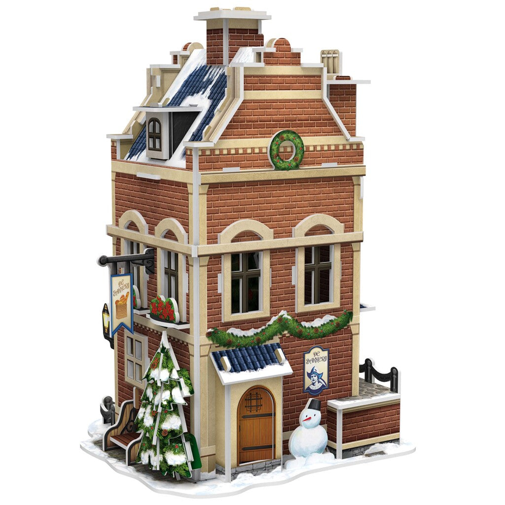 Kubisch lustige Kubikfun 3D -Puzzle Hollands Huisje Winter Bäckerei + Licht 65 Teile