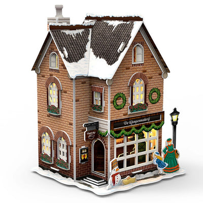 Kubisch lustige kubische fun 3d puzzle hollands huisje winter klompenmakerij + light 53 Stück