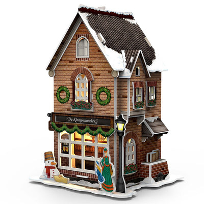 Kubisch lustige kubische fun 3d puzzle hollands huisje winter klompenmakerij + light 53 Stück