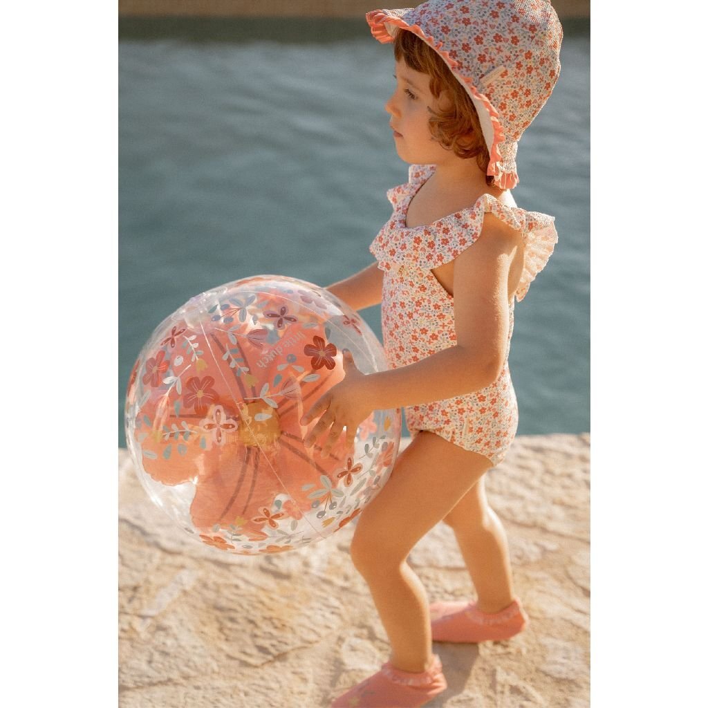 Kleine niederländische rosa Blumen Strandball 3D -Figur, 35 cm