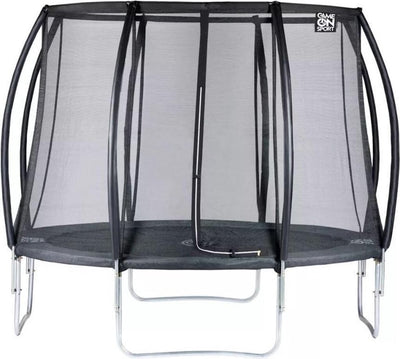 Spiel auf Sporttrampolin Black Line mit Sicherheitsnetz 305 cm