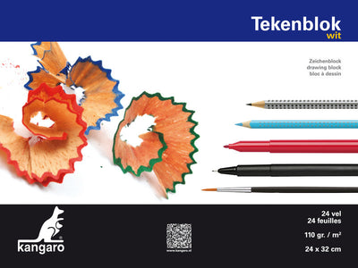 Kangaro Kangaro K-5586 Zeichnung Block A4+ (24x32 cm) 110 Gramm 24 Blatt Weiß