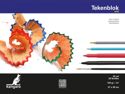 Kangaro k-5555 Zeichenblock 270 x 360 mm, 120 g, 20 Blatt, weiß
