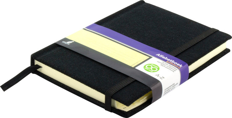 Kangaro Kangaro K-5106 Alphabetboek A6 A-Z Leinen Hardcover Schwarz, 208 Seiten, Leseband, elastischer