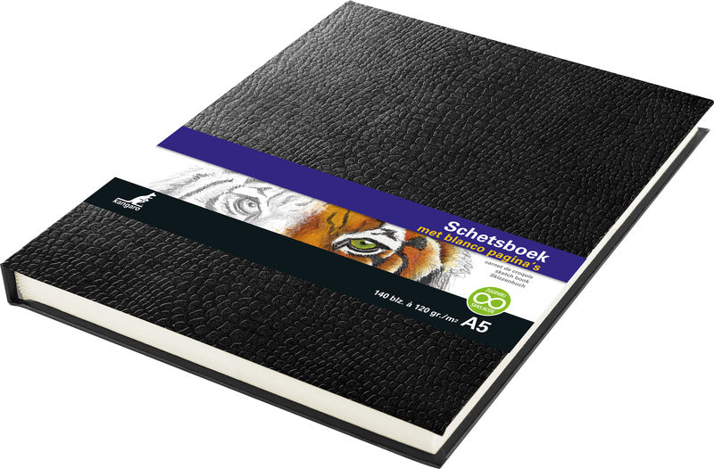 Kangaro Kangaro K-5320 Sketchbook A5 Creme 120gr Blanco Paper, 140 Seiten Hardcover Schwarz