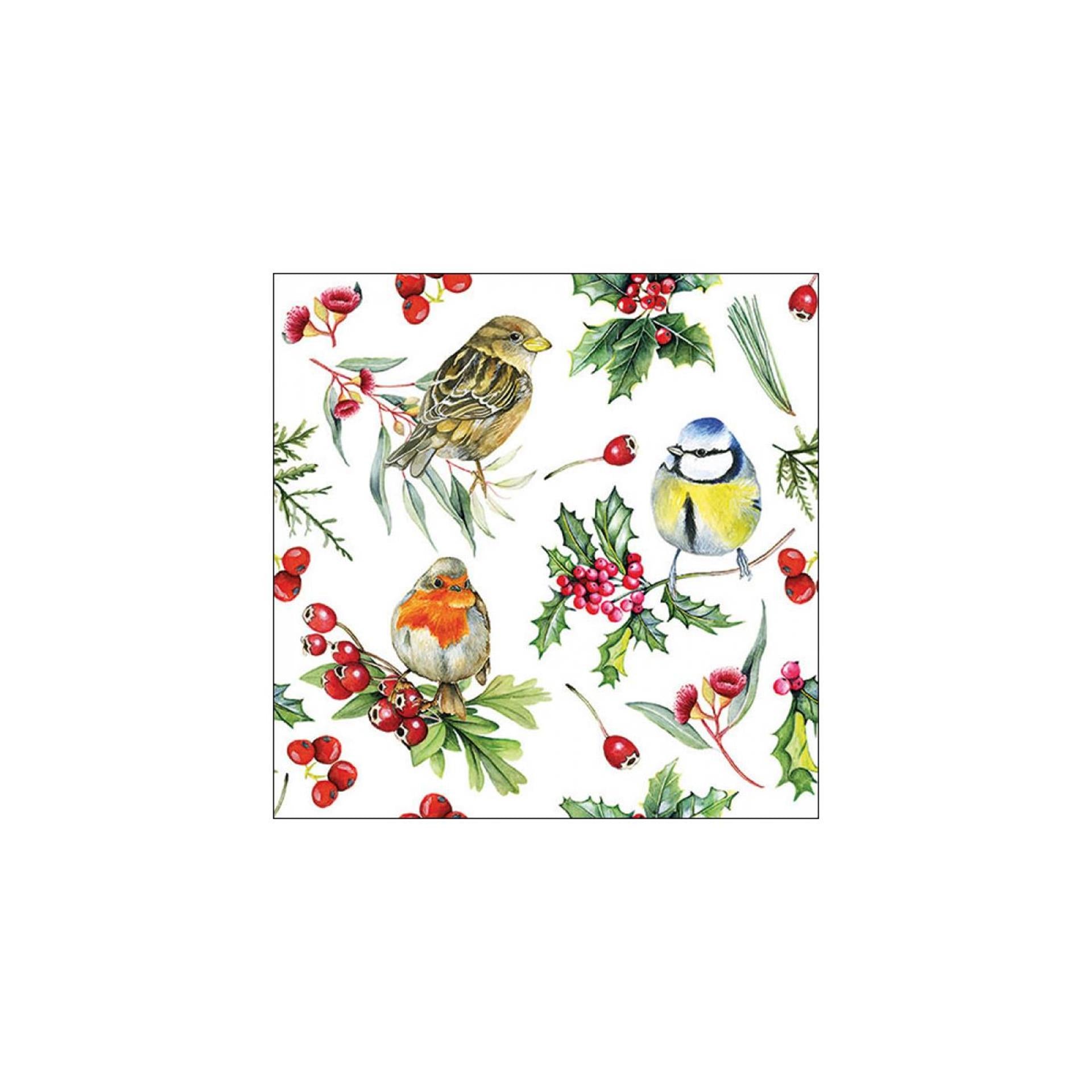 Ambiente Servietten Vögel im Winter 33cm