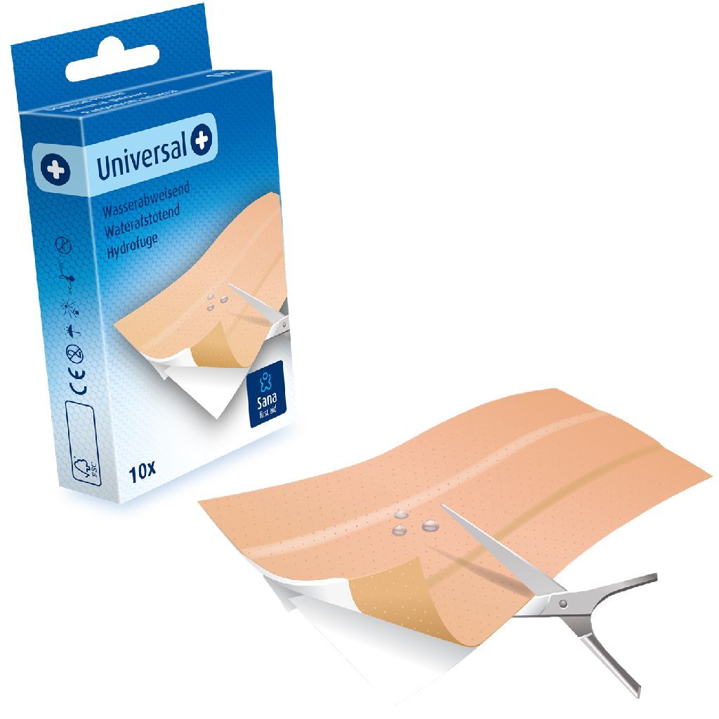 Sana erste Hilfe Sana Erste Hilfe Universal Wasser -Repellent PE -Pflaster 10 Teile